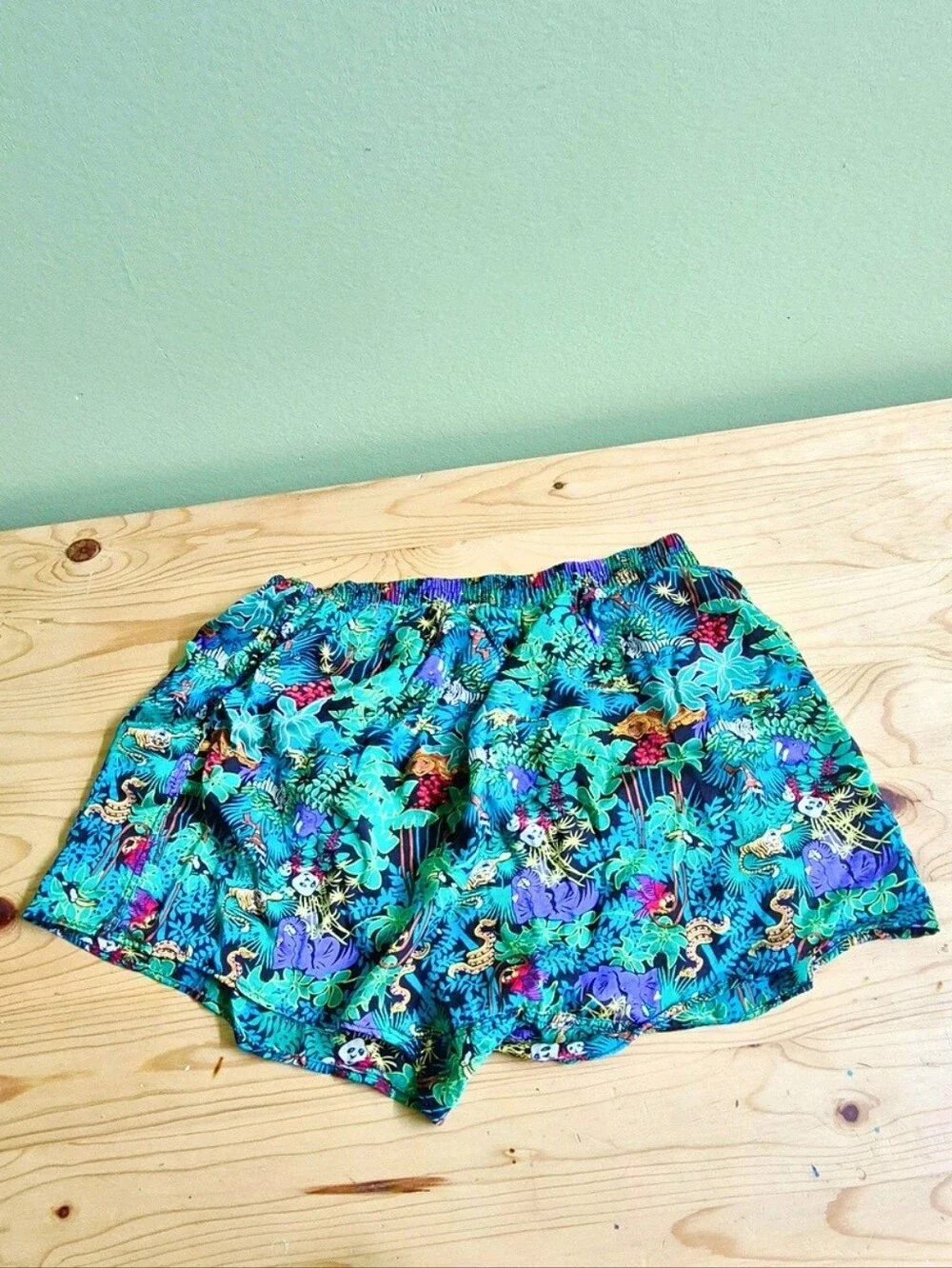 Vintage 100% Silk Neon Jungle Print Shorts / Boxers